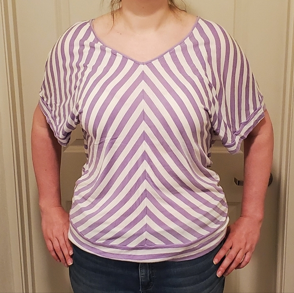 Michael Kors Dolman Striped V-Neck Top - Picture 2 of 6